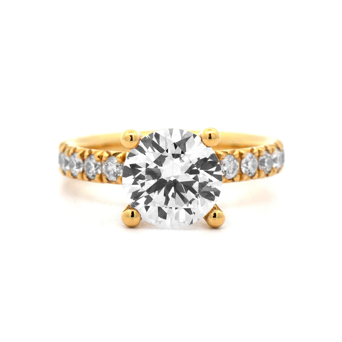 18K Yellow Gold 4 Prong Round Diamond Engagement Ring Setting