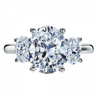 Platinum 3 Stone Oval Diamond Engagement Ring Setting