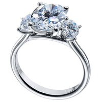Platinum 3 Stone Oval Diamond Engagement Ring Setting