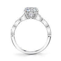 18K White Gold Diamond Floral Engagement Ring Setting