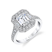 18K White Gold Vintage Style Engagement Ring Setting