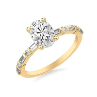 18K Yellow Gold 4 Prong Oval Diamond Engagement Ring Setting