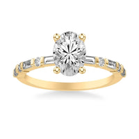 18K Yellow Gold 4 Prong Oval Diamond Engagement Ring Setting