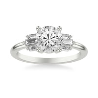 Platinum 4 Prong Vintage Style Round Diamond Engagement Ring Setting