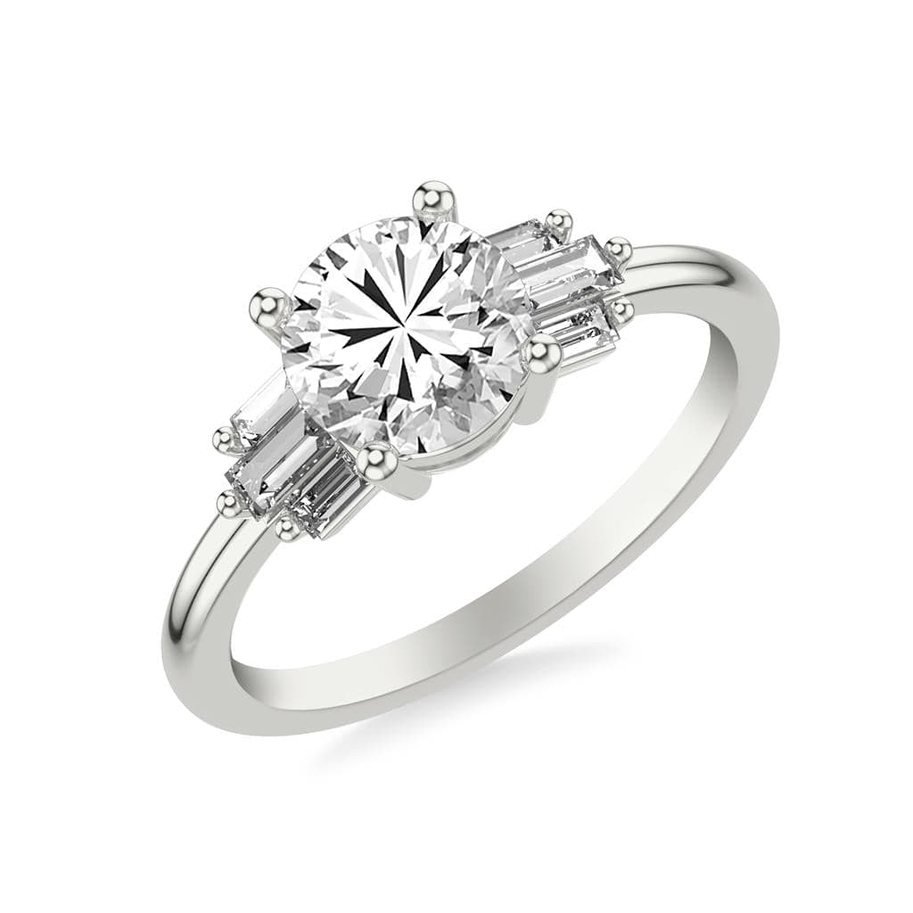 Platinum 4 Prong Vintage Style Round Diamond Engagement Ring Setting