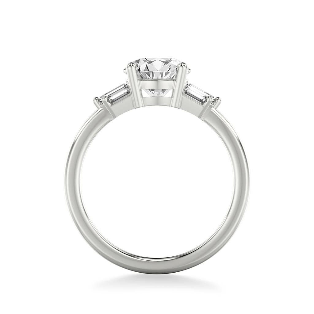 Platinum 4 Prong Vintage Style Round Diamond Engagement Ring Setting