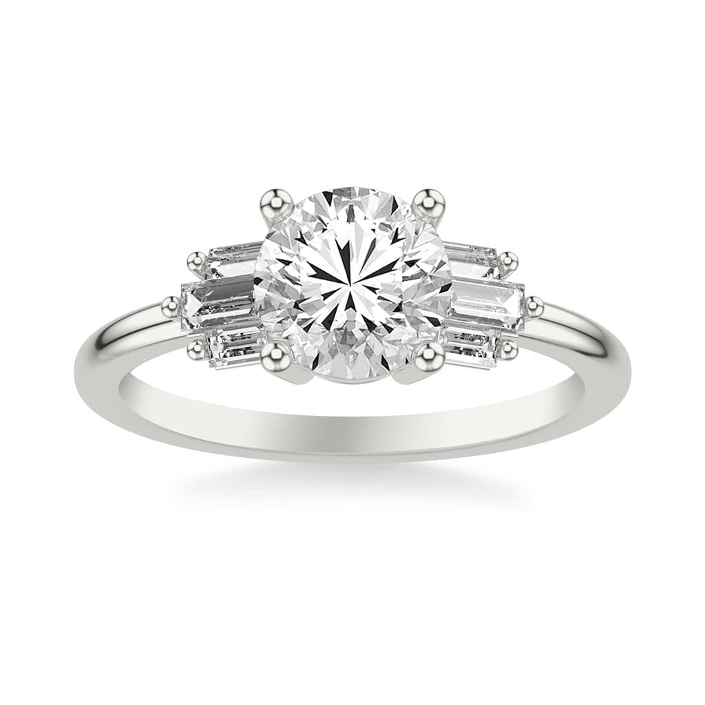 Platinum 4 Prong Vintage Style Round Diamond Engagement Ring Setting