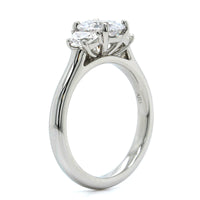 Platinum 3 Stone Oval Center Diamond Engagement Ring Setting