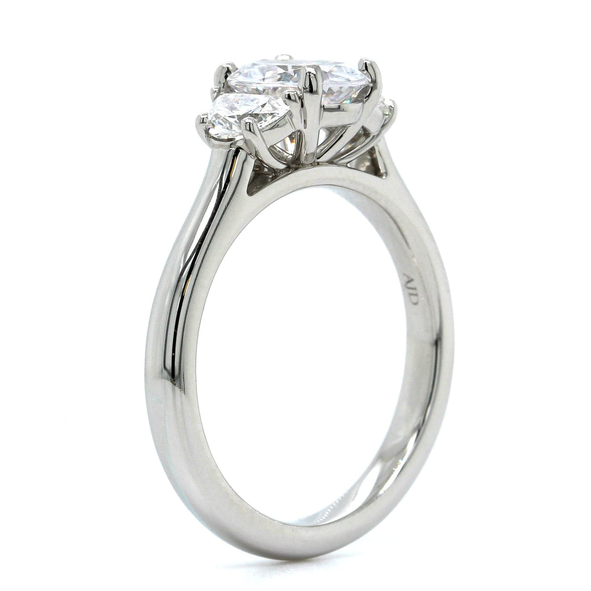 Platinum 3 Stone Oval Center Diamond Engagement Ring Setting