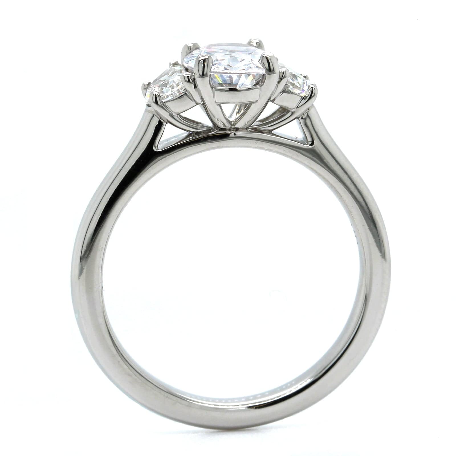 Platinum 3 Stone Oval Center Diamond Engagement Ring Setting