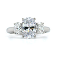 Platinum 3 Stone Oval Center Diamond Engagement Ring Setting