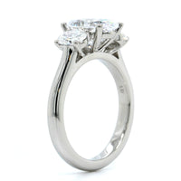 Platinum 3 Stone Oval Center Diamond Engagement Ring Setting
