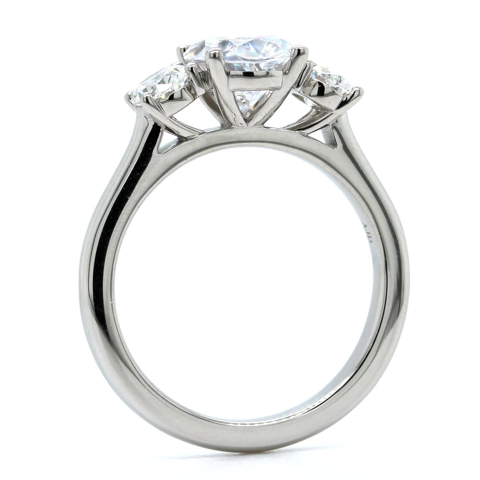 Platinum 3 Stone Oval Center Diamond Engagement Ring Setting