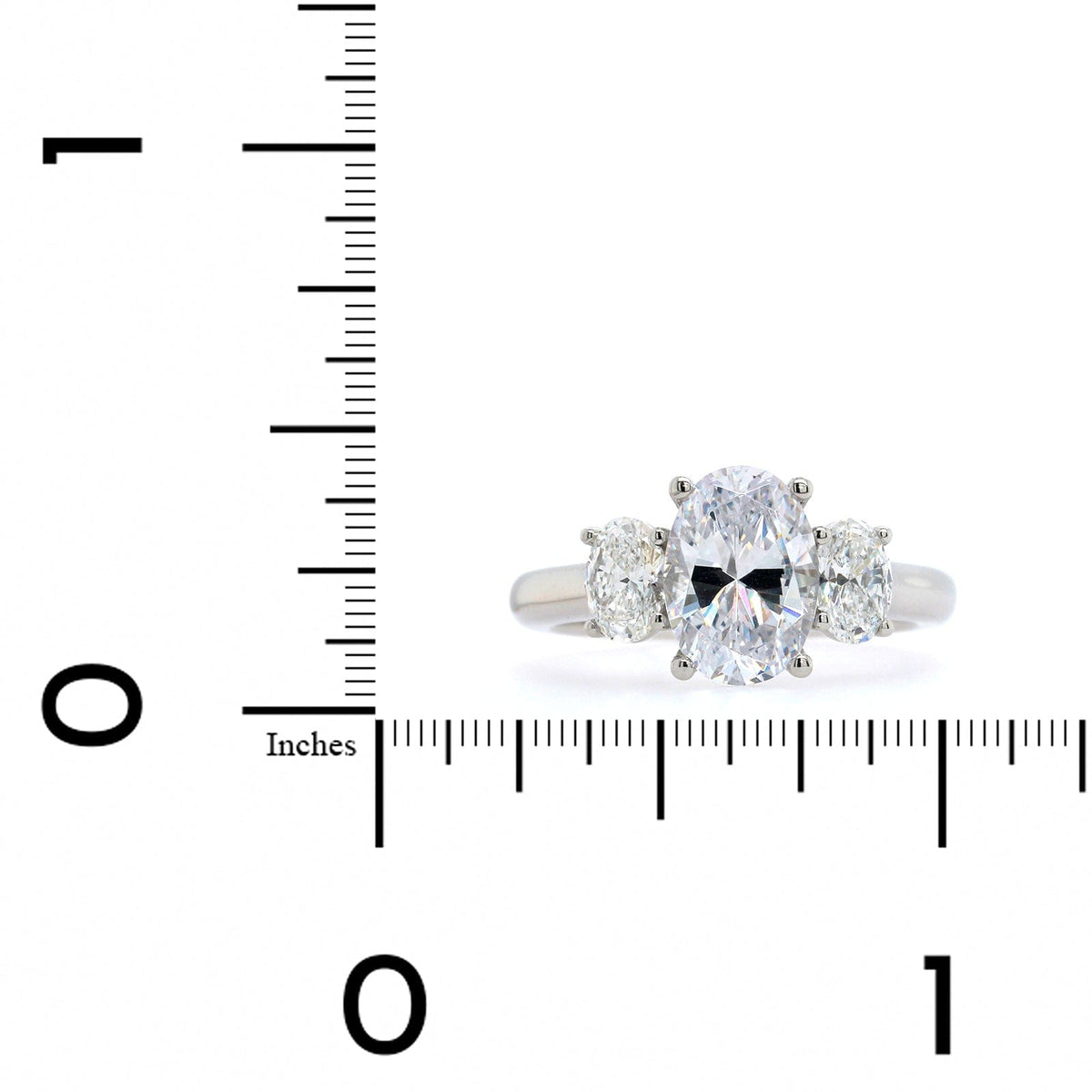 Platinum 3 Stone Oval Center Diamond Engagement Ring Setting