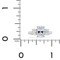 Platinum 3 Stone Oval Center Diamond Engagement Ring Setting