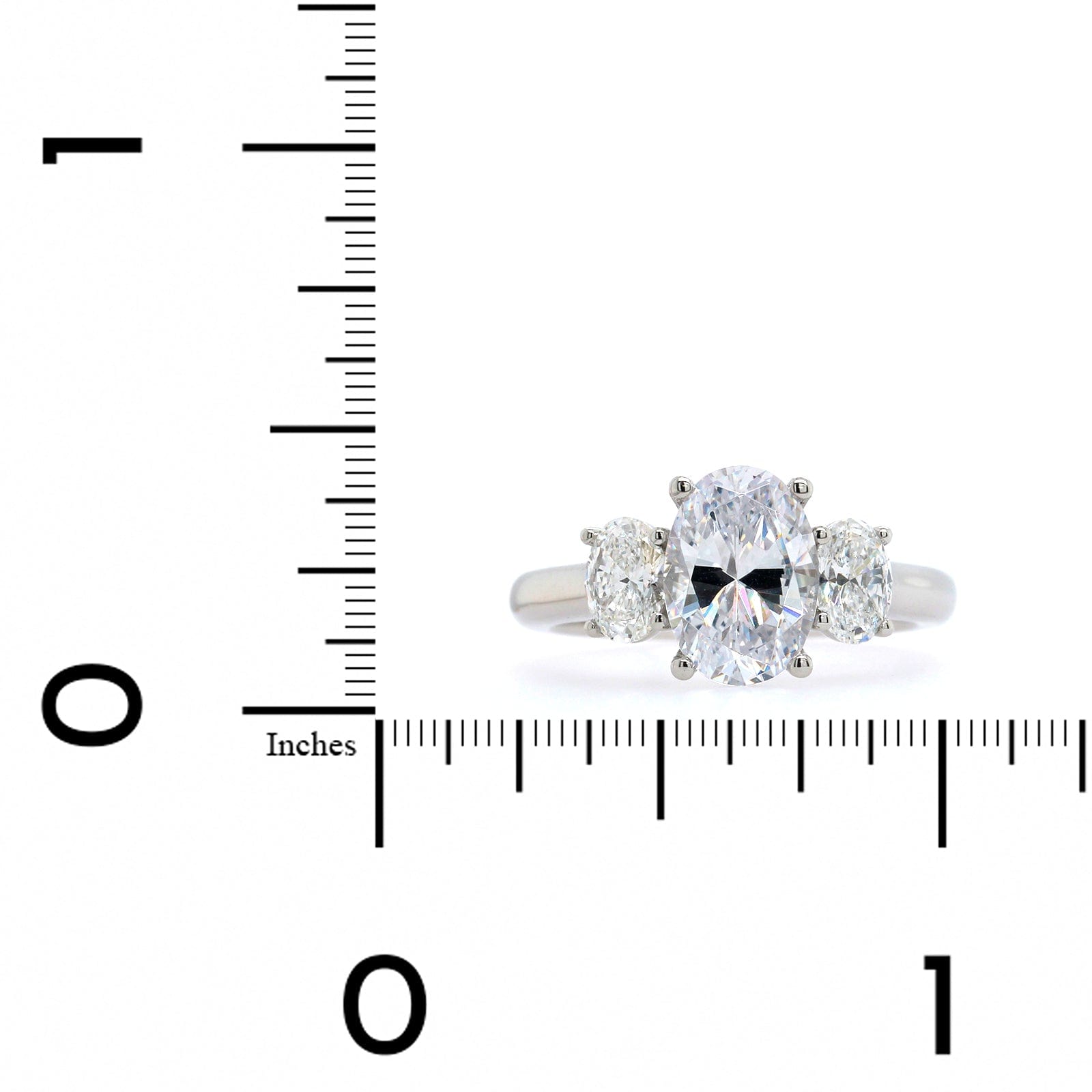 Platinum 3 Stone Oval Center Diamond Engagement Ring Setting