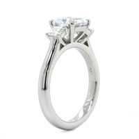 Platinum 3 Stone Asscher Cut Diamond Sides Engagement Ring Setting