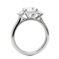 Platinum 3 Stone Asscher Cut Diamond Sides Engagement Ring Setting