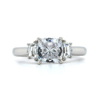 Platinum 3 Stone Cushion Center Diamond Engagement Ring Setting