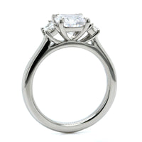 Platinum 3 Stone Cushion Center Diamond Engagement Ring Setting