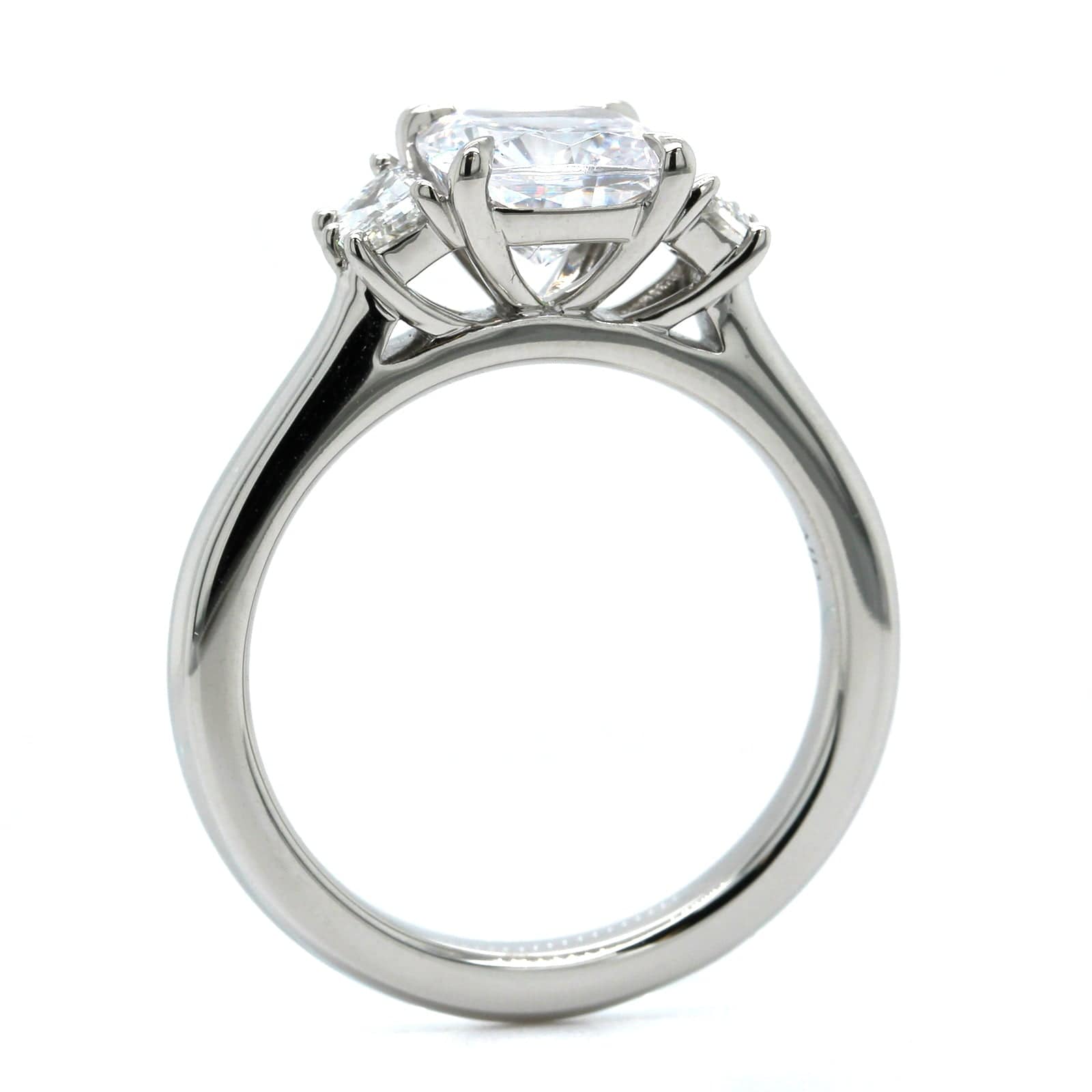 Platinum 3 Stone Cushion Center Diamond Engagement Ring Setting