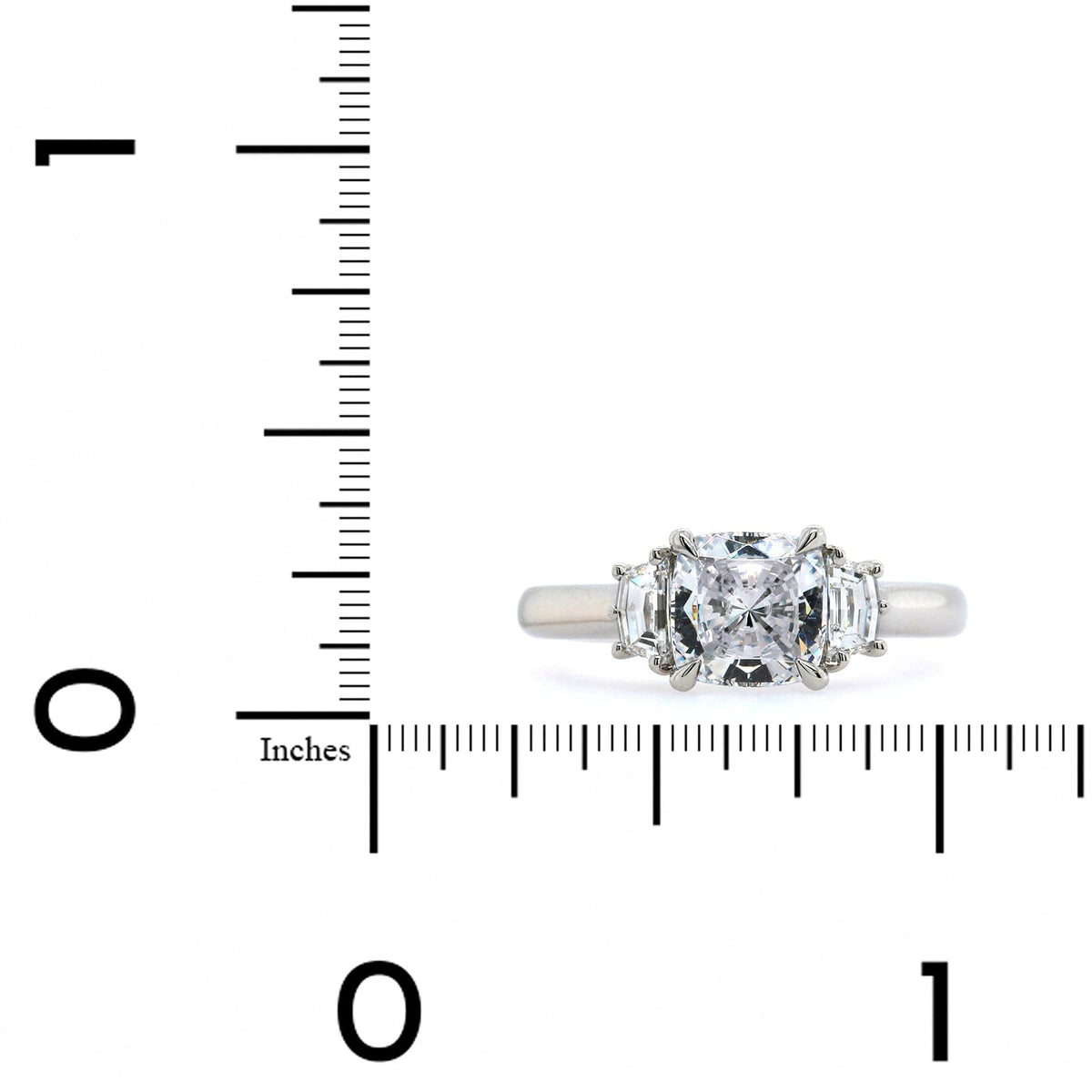 Platinum 3 Stone Cushion Center Diamond Engagement Ring Setting