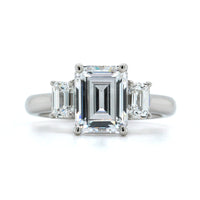 Platinum 3 Stone Emerald Cut Center Diamond Engagement Ring Setting