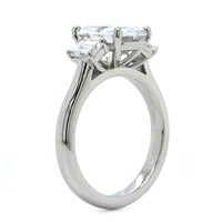 Platinum 3 Stone Emerald Cut Center Diamond Engagement Ring Setting