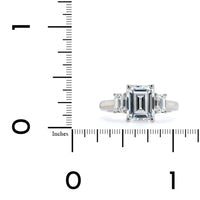 Platinum 3 Stone Emerald Cut Center Diamond Engagement Ring Setting