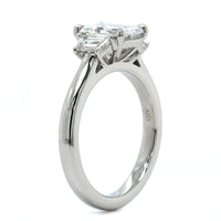 Platinum 3 Stone Emerald Cut Center Diamond Engagement Ring Setting