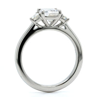 Platinum 3 Stone Emerald Cut Center Diamond Engagement Ring Setting