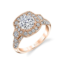 Platinum Cushion Diamond Halo Engagement Ring Setting