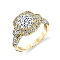 Platinum Cushion Diamond Halo Engagement Ring Setting
