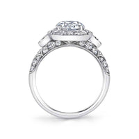 Platinum Cushion Diamond Halo Engagement Ring Setting