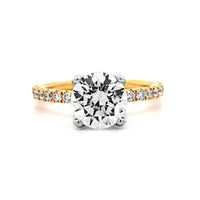 18K Yellow Gold Shared Prong Round Diamond Engagement Ring Setting