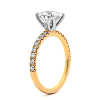 18K Yellow Gold Shared Prong Round Diamond Engagement Ring Setting