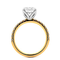 18K Yellow Gold Shared Prong Round Diamond Engagement Ring Setting