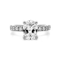 Platinum Shared Prong Oval Diamond Engagement Ring Setting