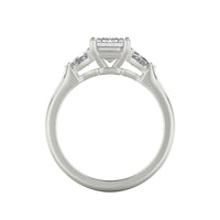 Platinum 3 Stone Emerald Cut Diamond Engagement Ring Setting