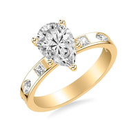 18K Yellow Gold 4 Prong Pear Shaped Diamond Engagement Ring Setting