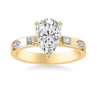 18K Yellow Gold 4 Prong Pear Shaped Diamond Engagement Ring Setting