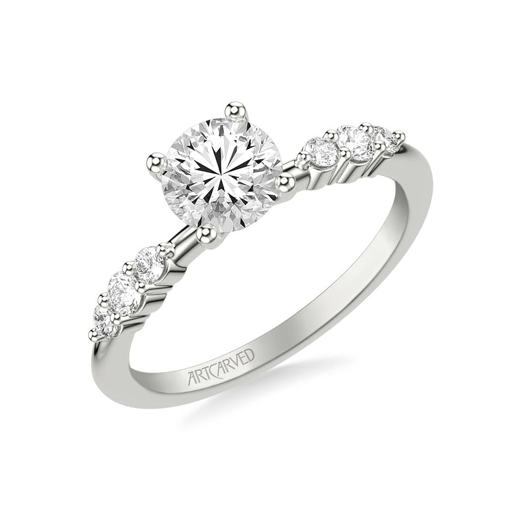 Platinum 4 Prong Round Diamond Engagement Ring Setting