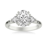 Platinum 3 Stone Oval Diamond Engagement Ring Setting