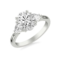 Platinum 3 Stone Oval Diamond Engagement Ring Setting