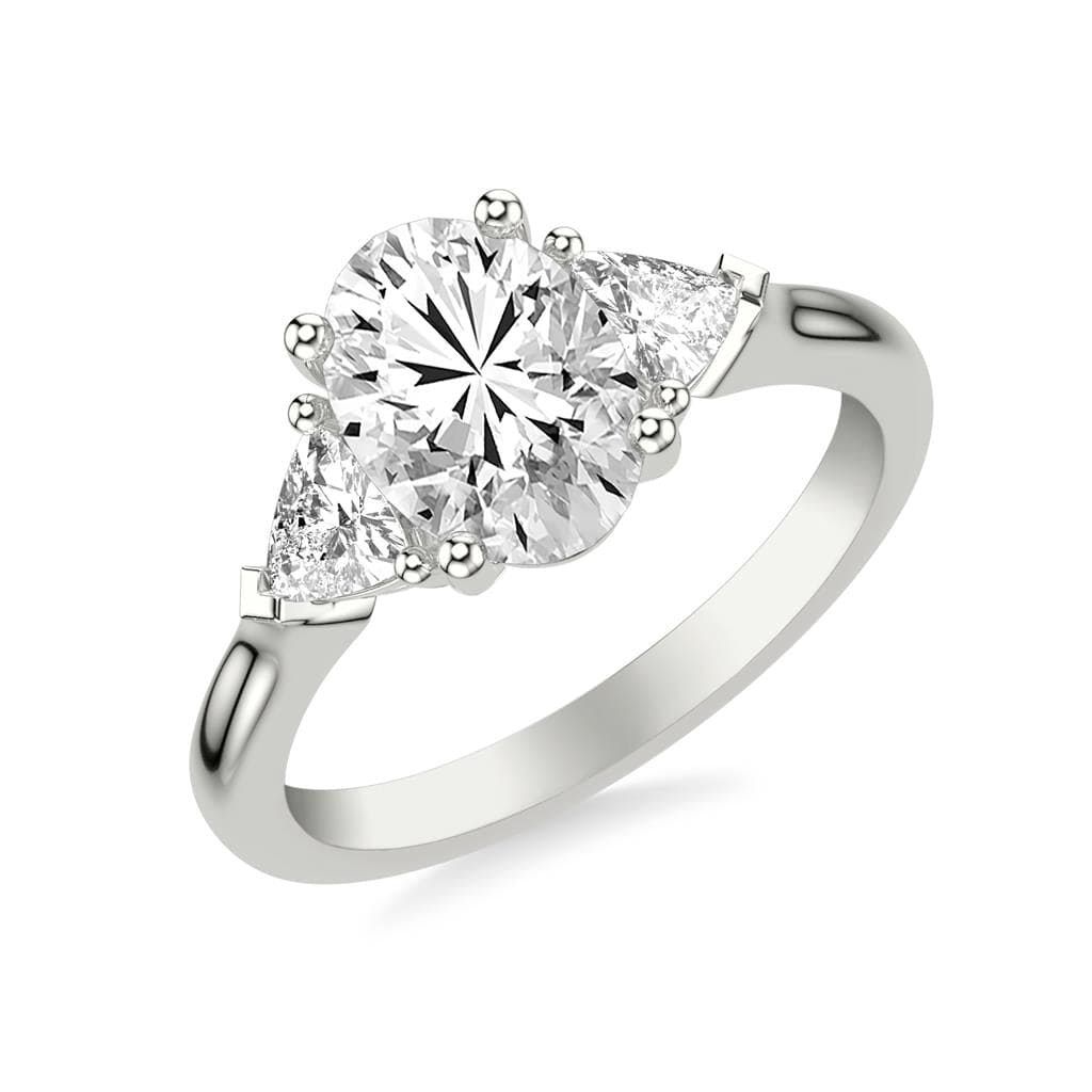 Platinum 3 Stone Oval Diamond Engagement Ring Setting