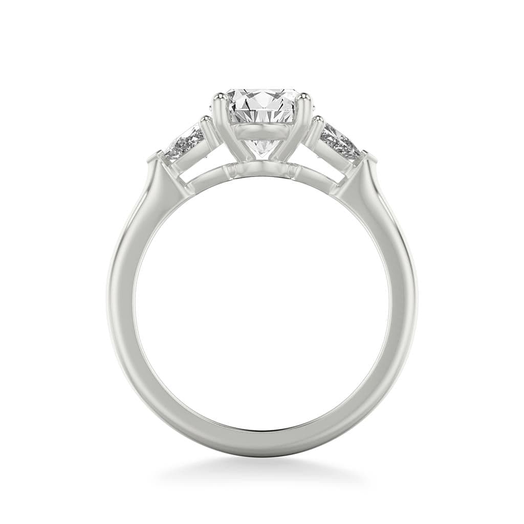Platinum 3 Stone Oval Diamond Engagement Ring Setting