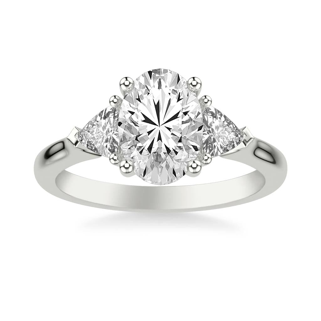 Platinum 3 Stone Oval Diamond Engagement Ring Setting