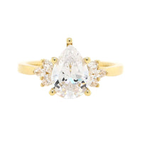 18K Yellow Gold Oval and Pear Shaped Diamond Engagement Ring Setting