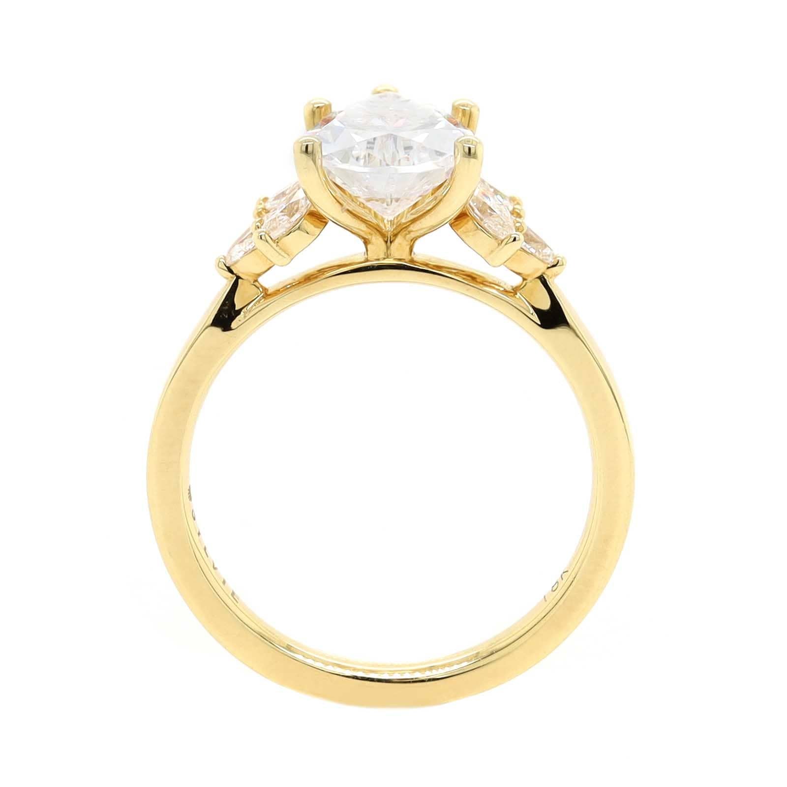 18K Yellow Gold Oval and Pear Shaped Diamond Engagement Ring Setting