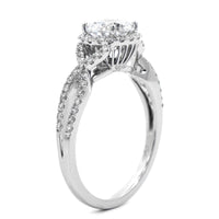 18K White Gold Twisted Diamond Halo Engagement Ring Setting